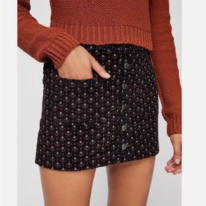 Free People Joanie Printed Cord Skirt
